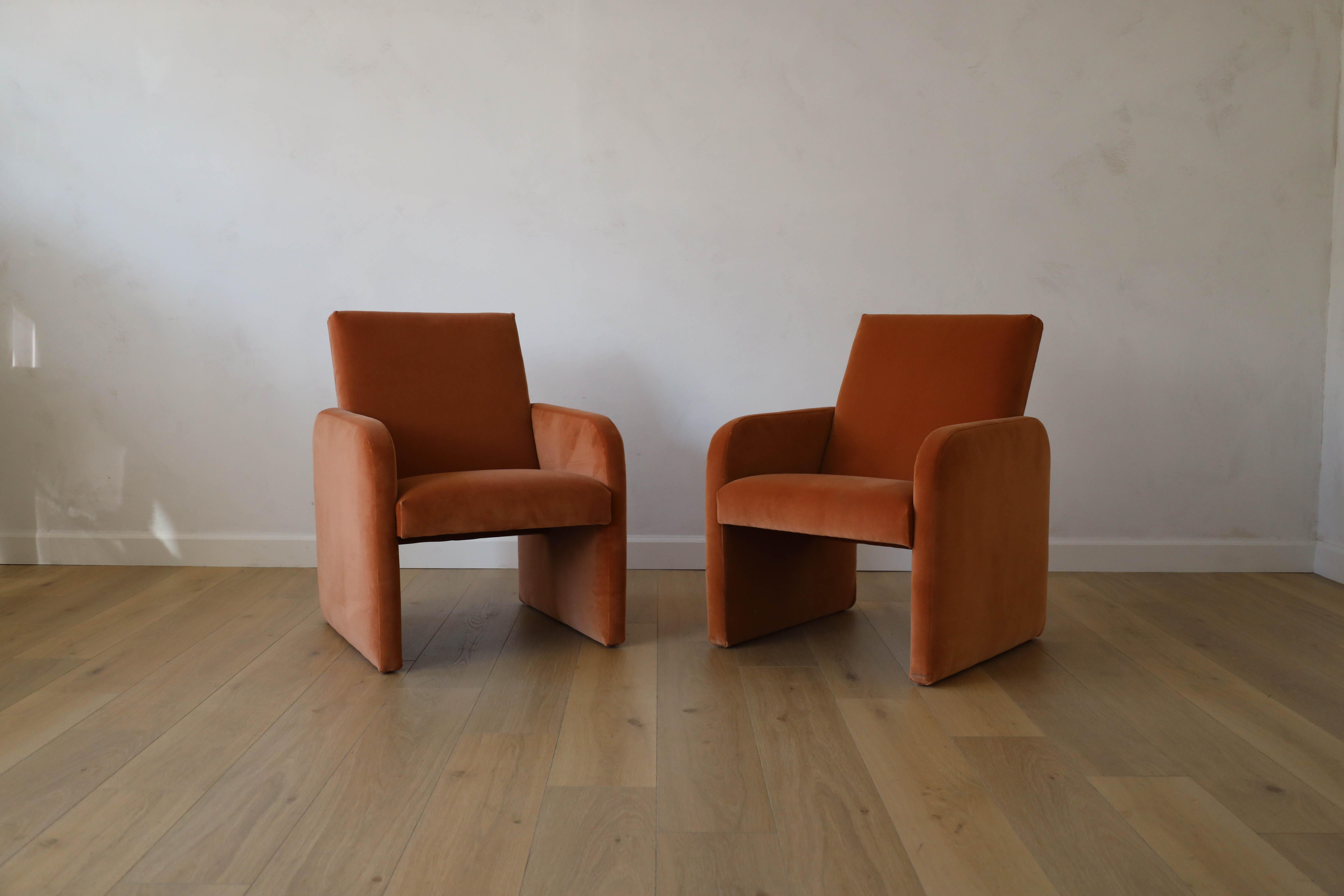 Post-Modern Postmodern Pair of Chairs in Performance Velvet Fabrics, Prague 1970s For Sale