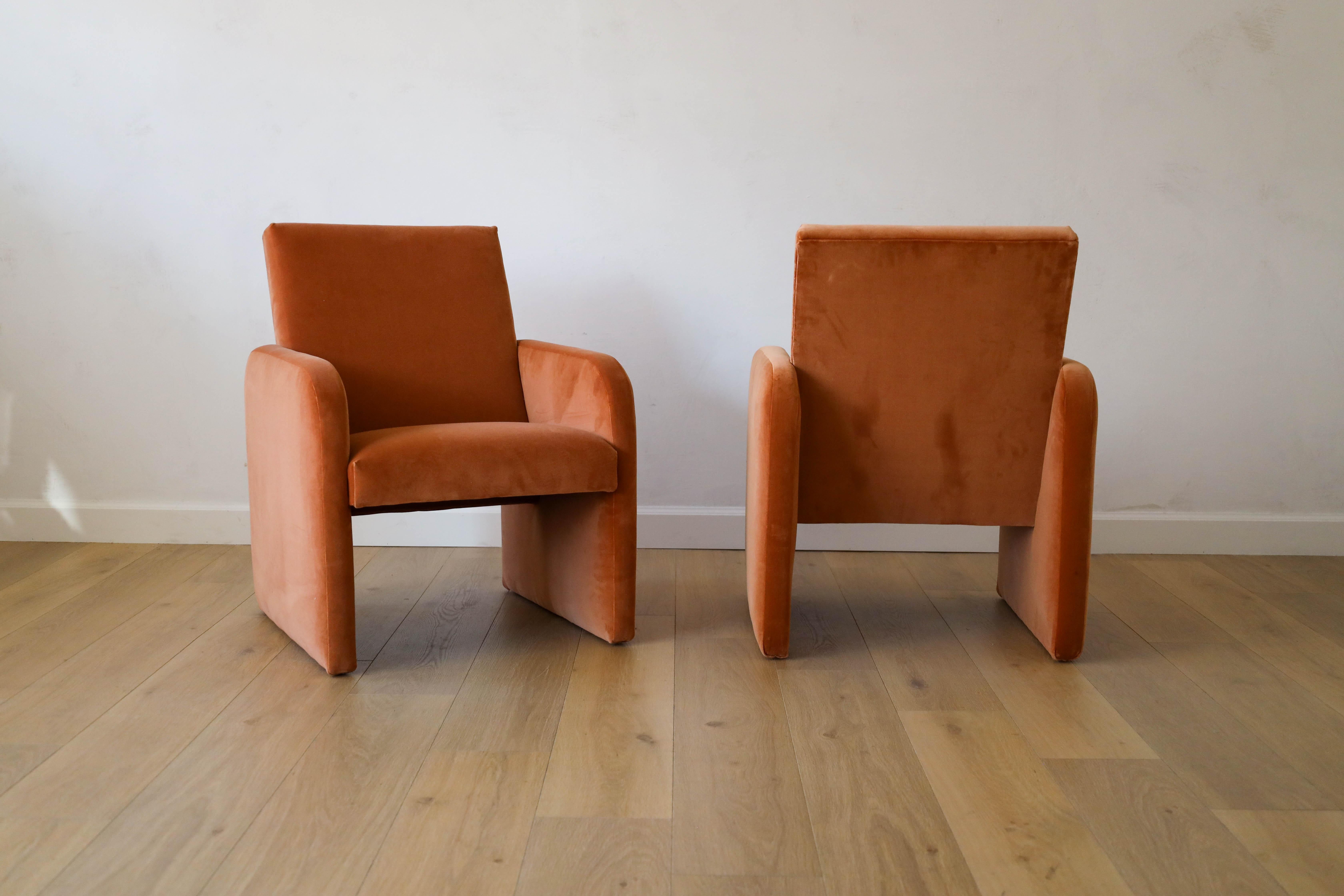 20th Century Postmodern Pair of Chairs in Performance Velvet Fabrics, Prague 1970s For Sale