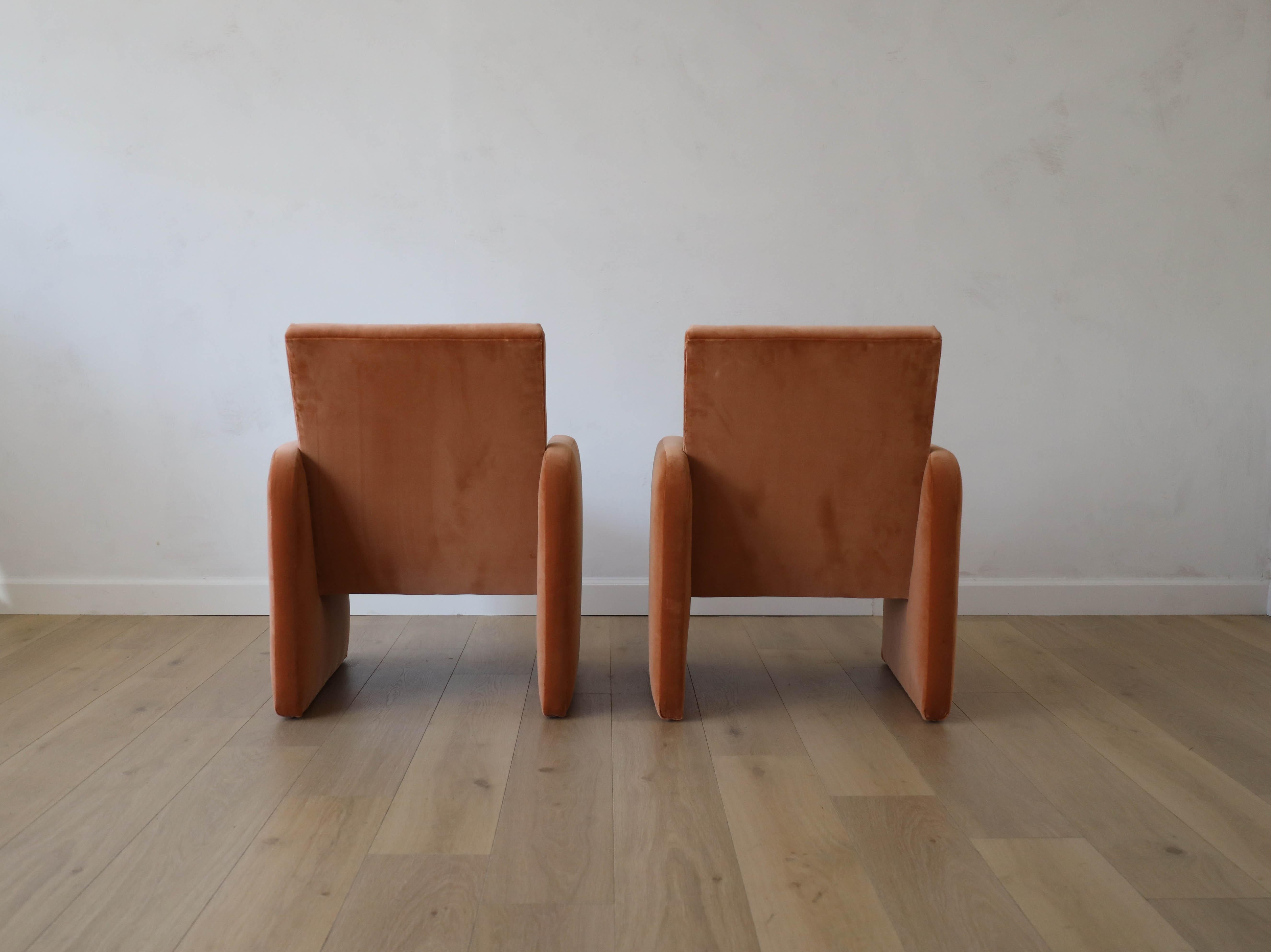 Postmodern Pair of Chairs in Performance Velvet Fabrics, Prague 1970s For Sale 2