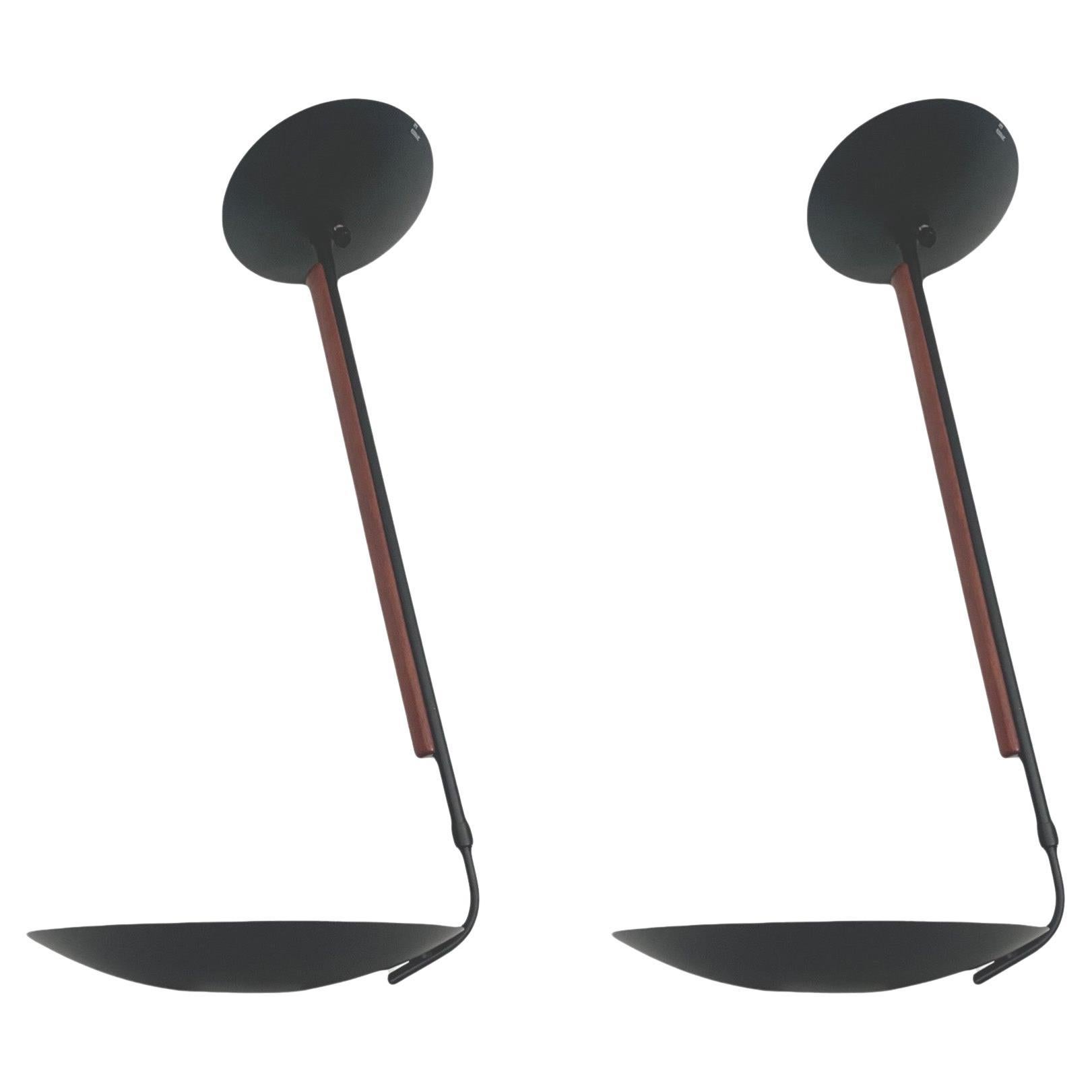 Cool Postmodern Pair of Chandeliers/Flushmounts by Leonardo Marelli for Estiluz. Model: T-1166 Negro. These fixtures were manufactured in Barcelona (Spain) during 1980s.
The condition is excellent, they have NO use. “Estiluz” original sticker label