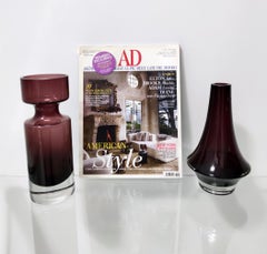 Pareja posmoderna de jarrones de cristal de Tamara Aladin para Riihimaen Lasi Oy, Finlandia