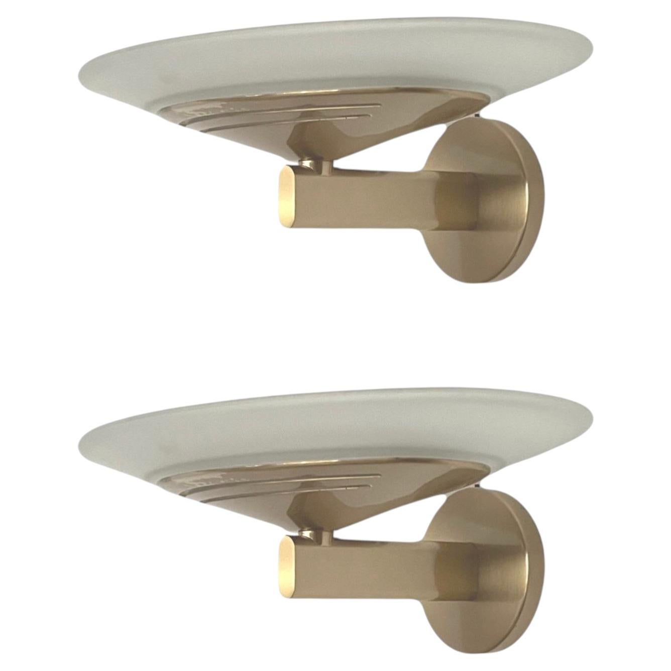 Postmodern Pair of Gold Wall Sconces by Estiluz, 1980s