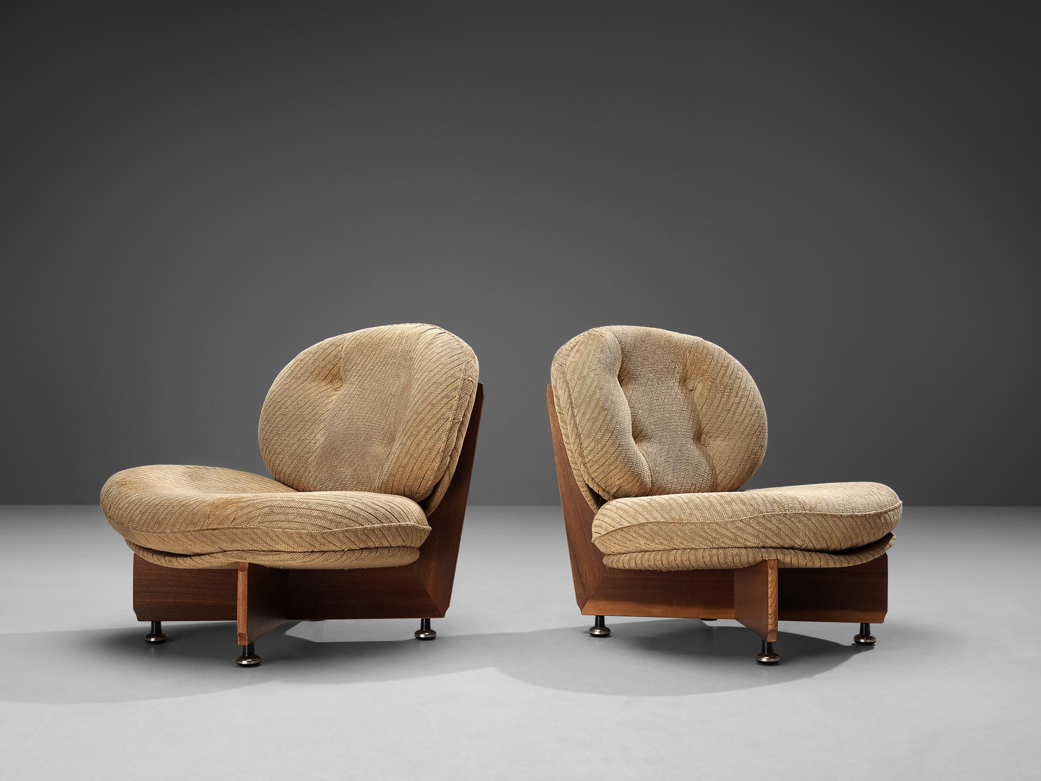 Postmodern Pair of Lounge Chairs with Ottoman in Mahogany  2