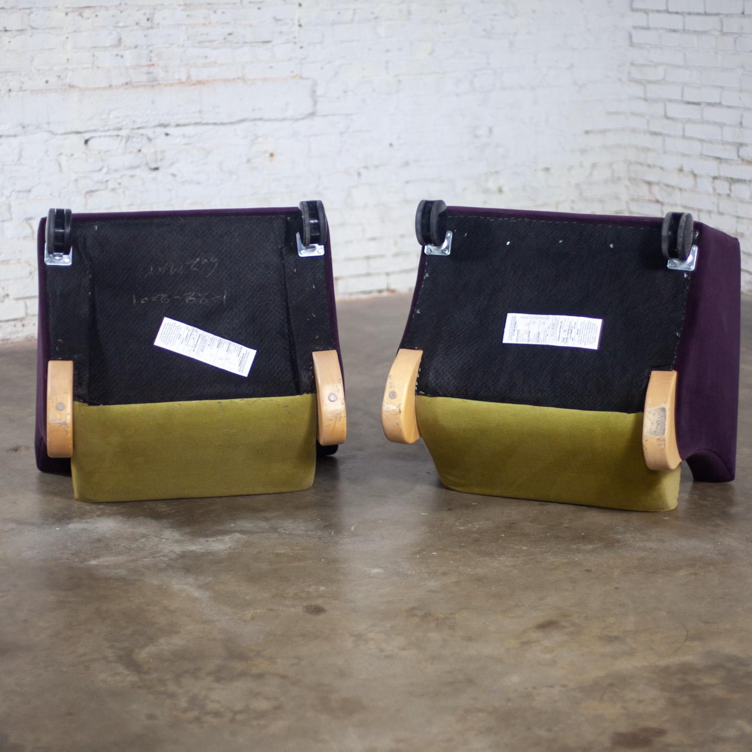 Coppia postmoderna di sedie lounge club Martin Brattrud Think Fast Purple & Greene in vendita 8