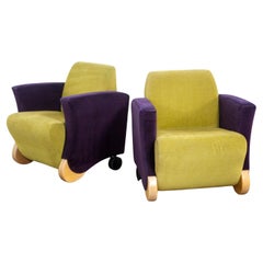 Paire de fauteuils club postmodernes Martin/Brattrud Think Fast, violets et verts