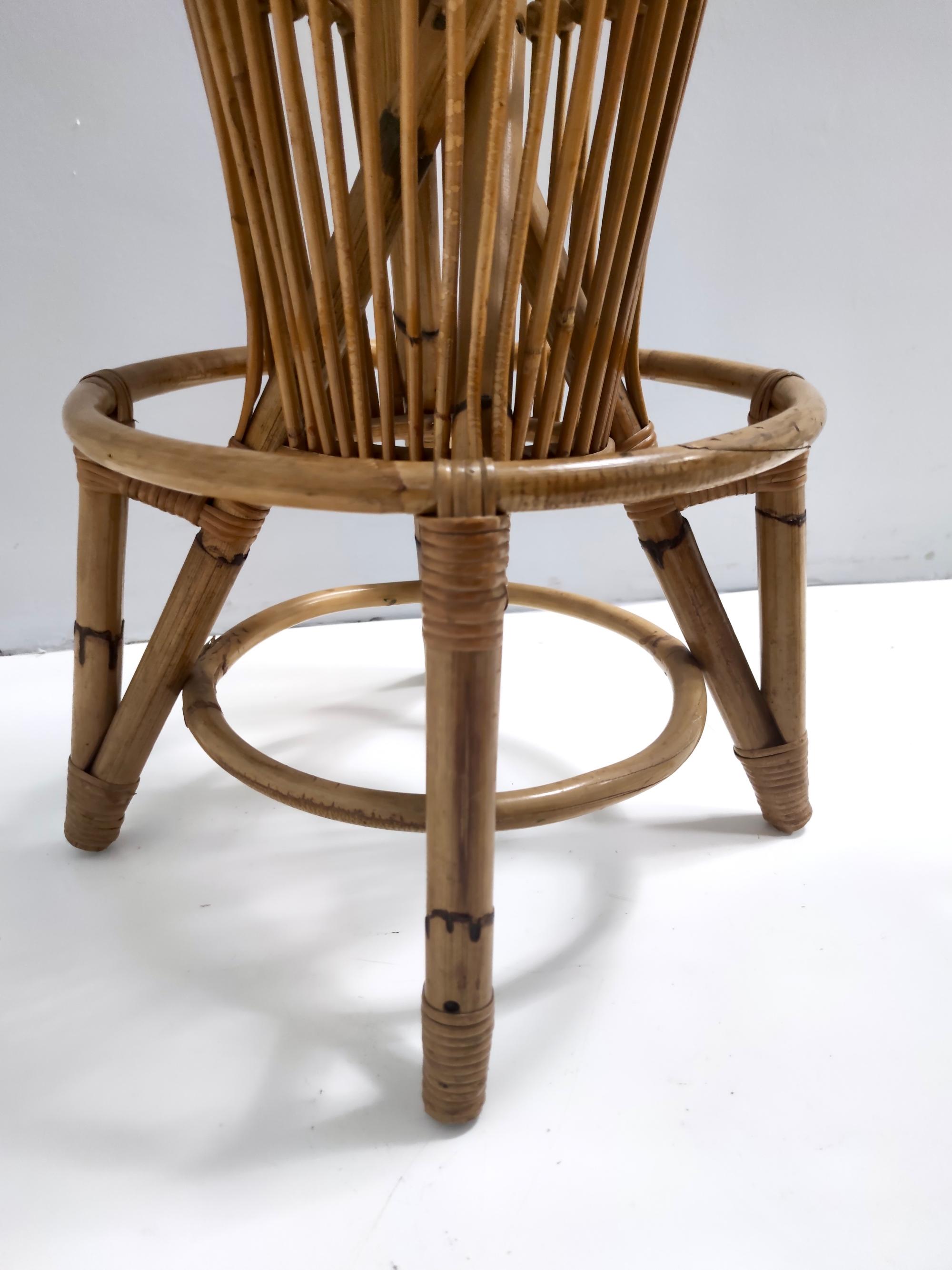 Postmodern Pair of Round Bamboo Stools attr. to Tito Agnoli for Bonacina, Italy For Sale 5