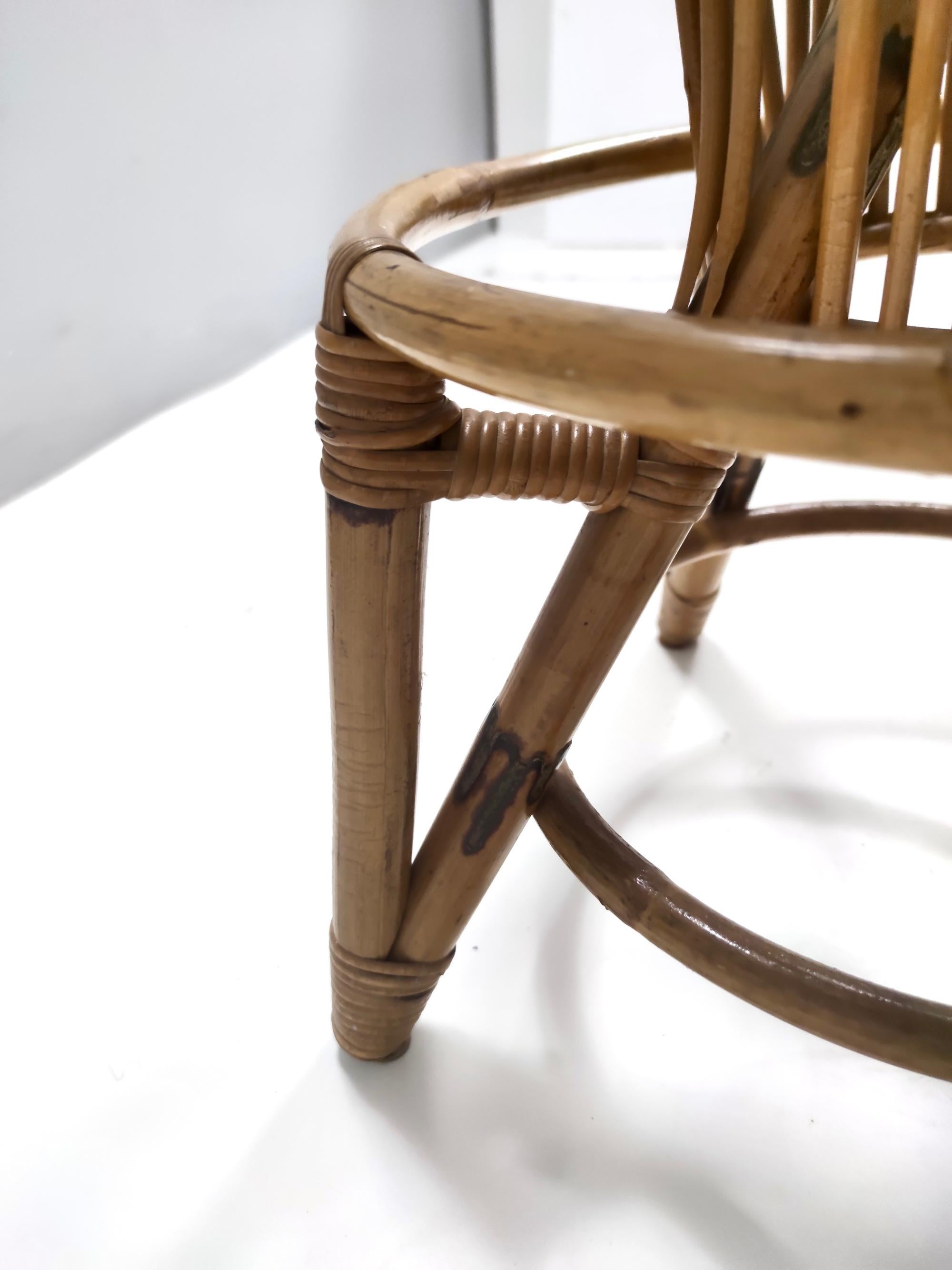 Postmodern Pair of Round Bamboo Stools attr. to Tito Agnoli for Bonacina, Italy For Sale 6