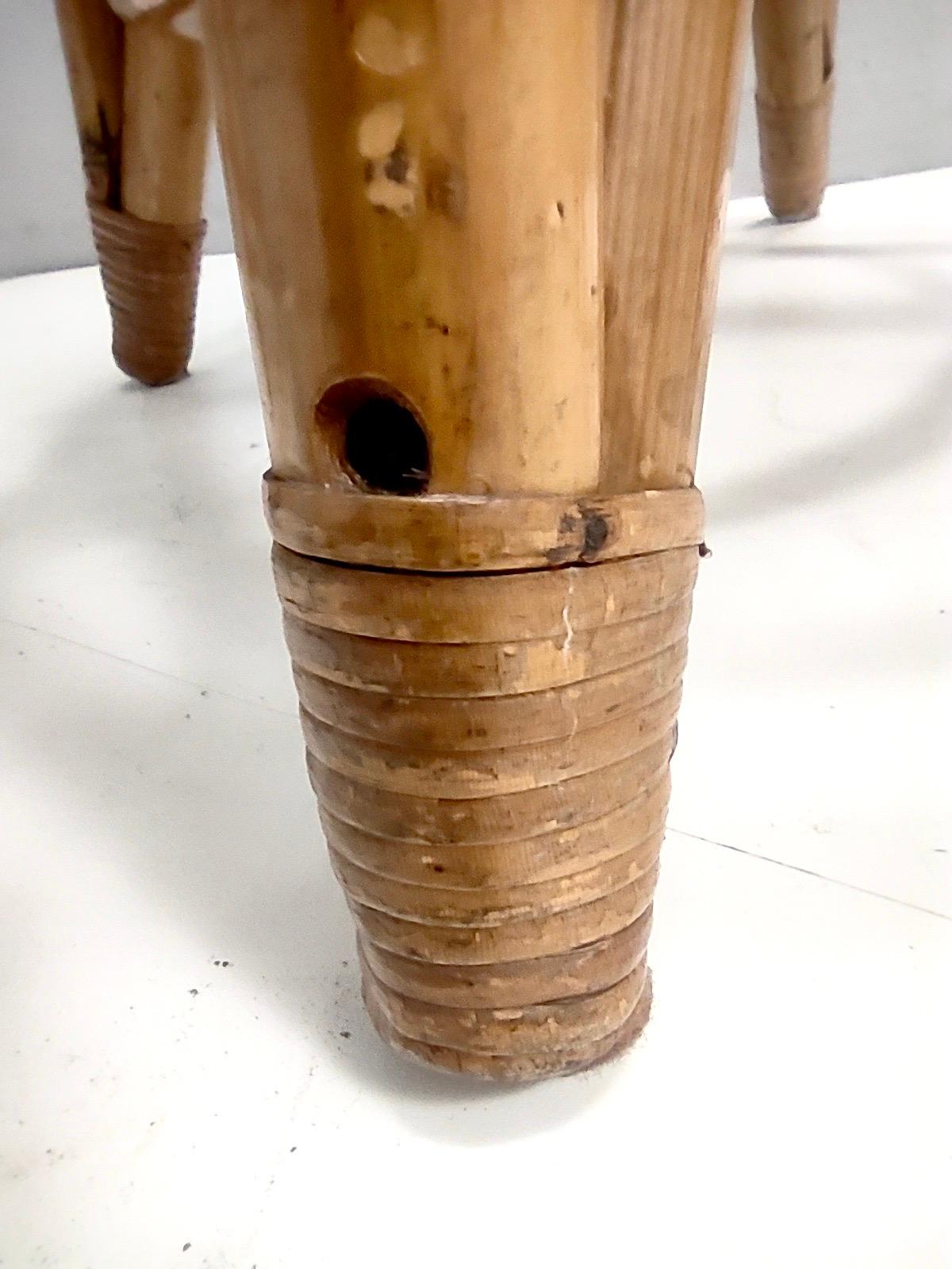 Postmodern Pair of Round Bamboo Stools attr. to Tito Agnoli for Bonacina, Italy For Sale 7