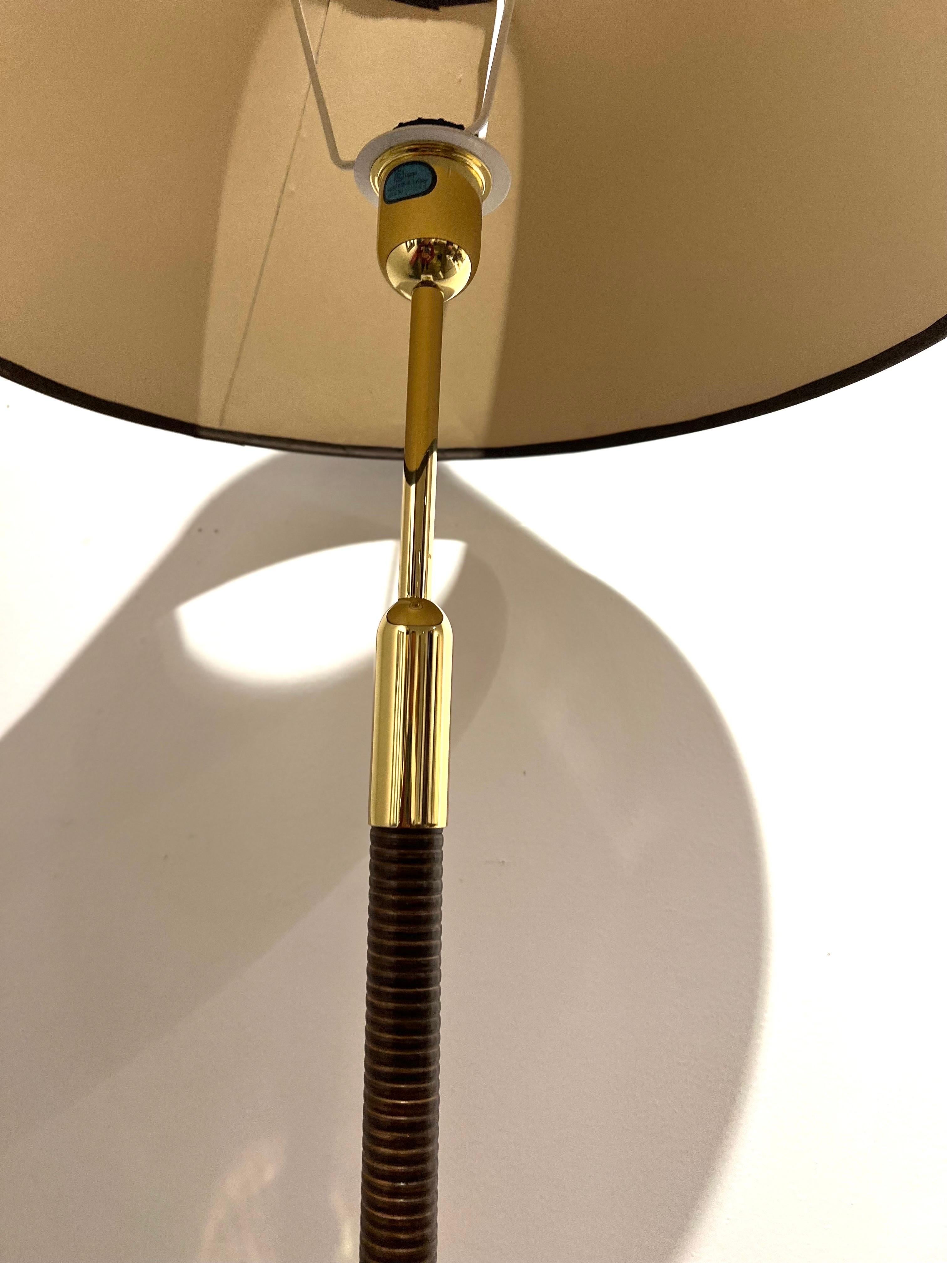 20th Century Postmodern Pair of Table/Desk & Floor Lamps in Brass & Cane by Metalarte