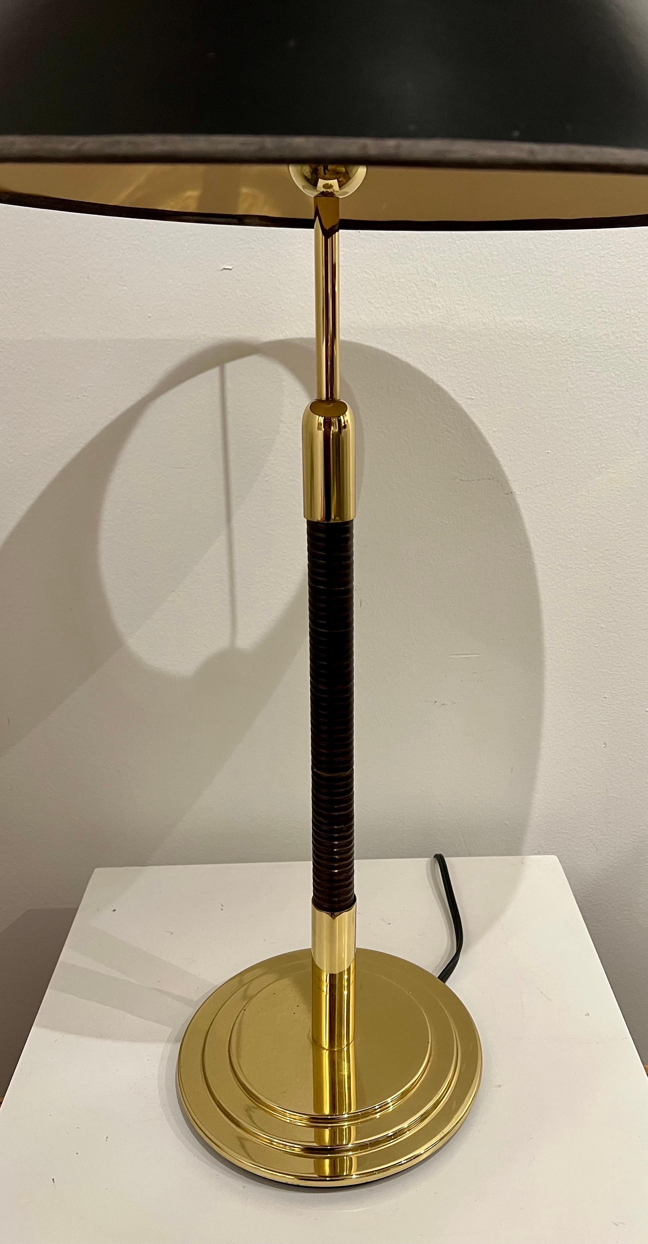 Postmodern Pair of Table/Desk & Floor Lamps in Brass & Cane by Metalarte 3