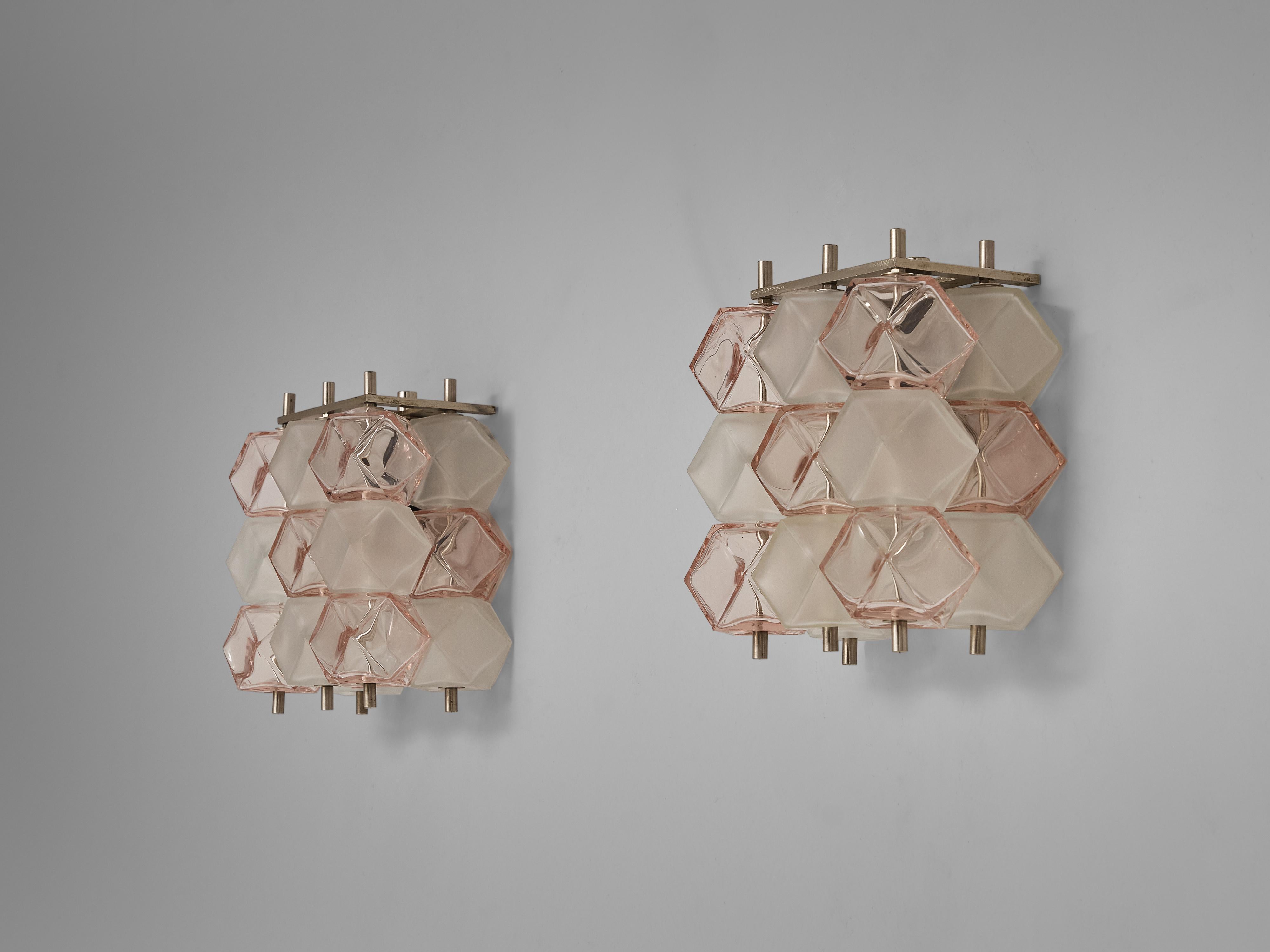 Post-Modern Postmodern Pair of Wall Lights in Bicolored Glass Cubes