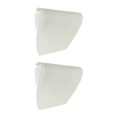 Paire d'appliques murales postmodernes en verre blanc et métal par Blauet, Barcelone, années 1990