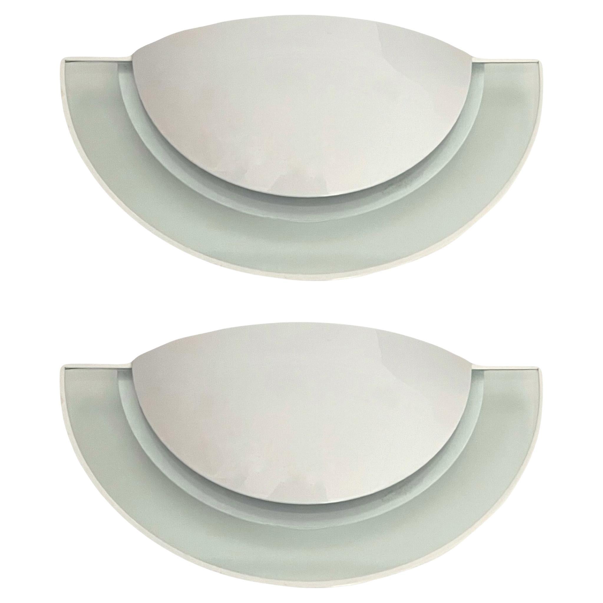 Postmodern Pair of White Wall Sconces by Leonardo Marelli for Estiluz, 1980s