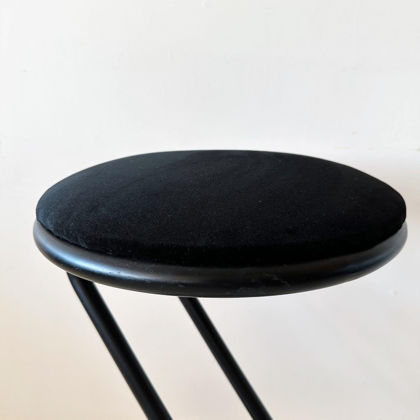 Post-Modern postmodern paperclip inspired stool with mohair velvet seat (2 available) For Sale