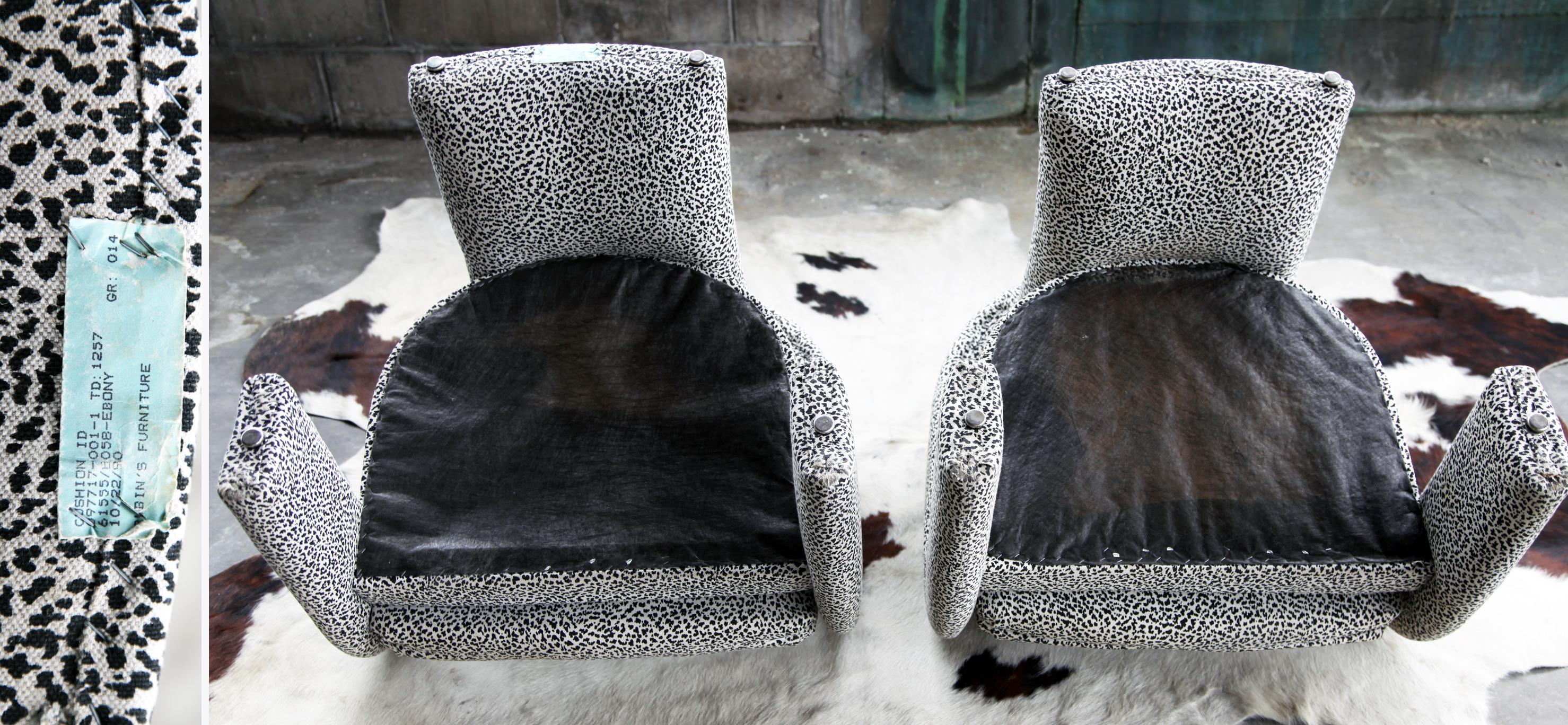 Postmodern Parsons Upholstered Lounge Chairs - a Pair For Sale 3