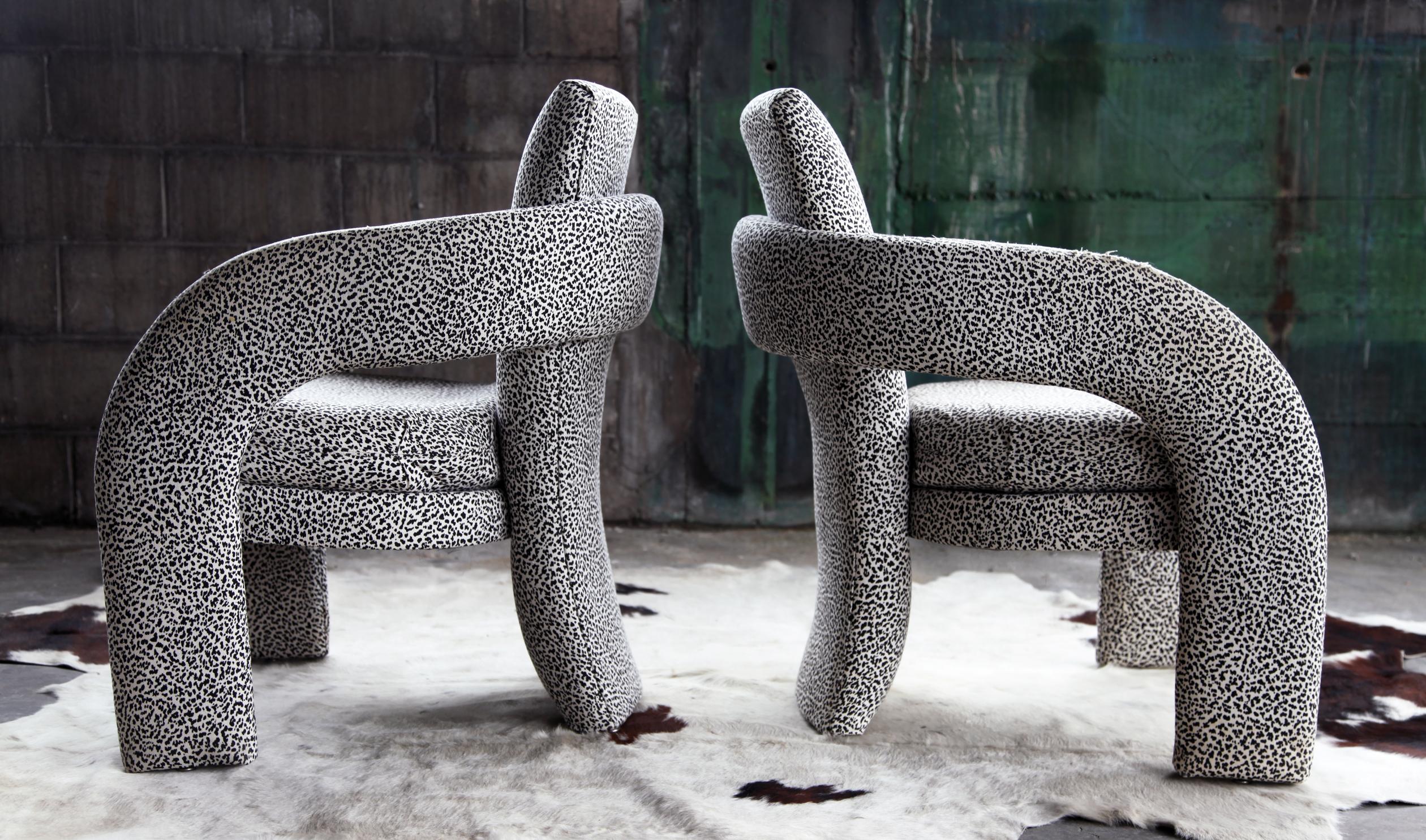 Post-Modern Postmodern Parsons Upholstered Lounge Chairs - a Pair For Sale