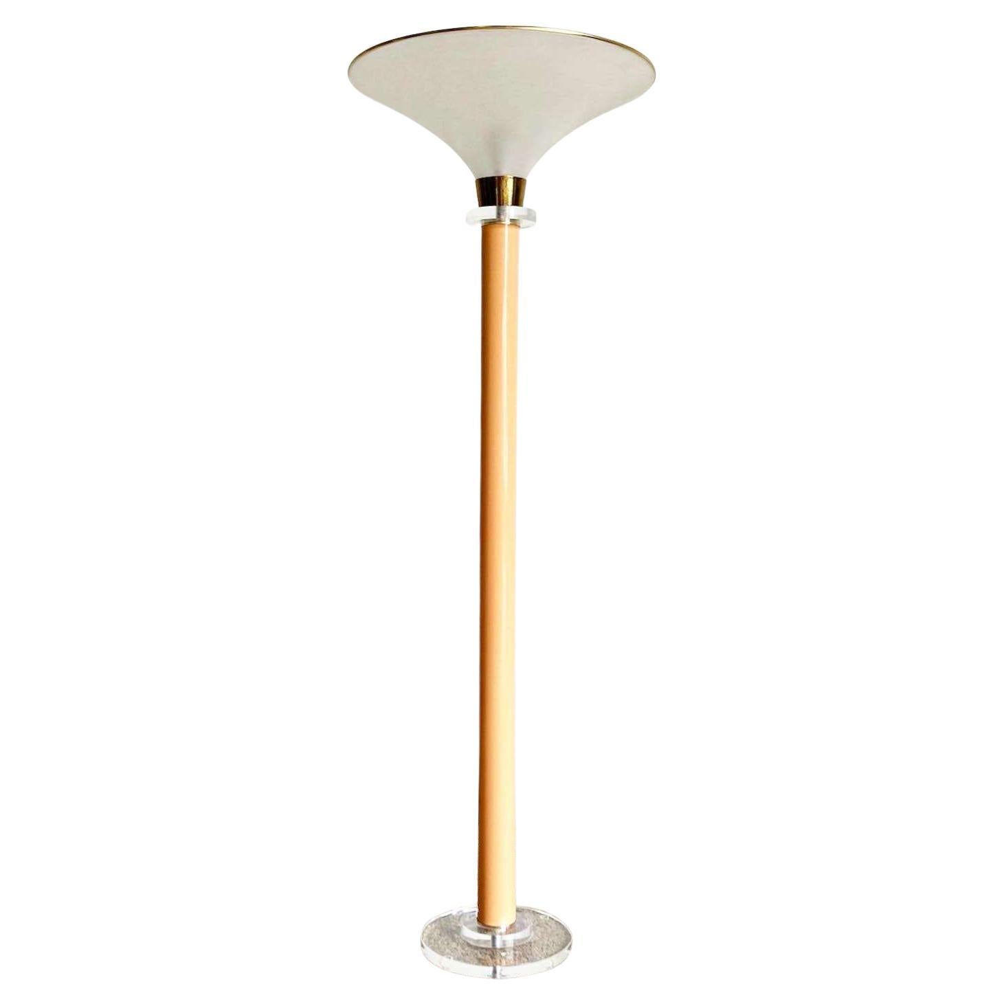 Postmodern Peach and Lucite Dimmable Floor Lamp For Sale