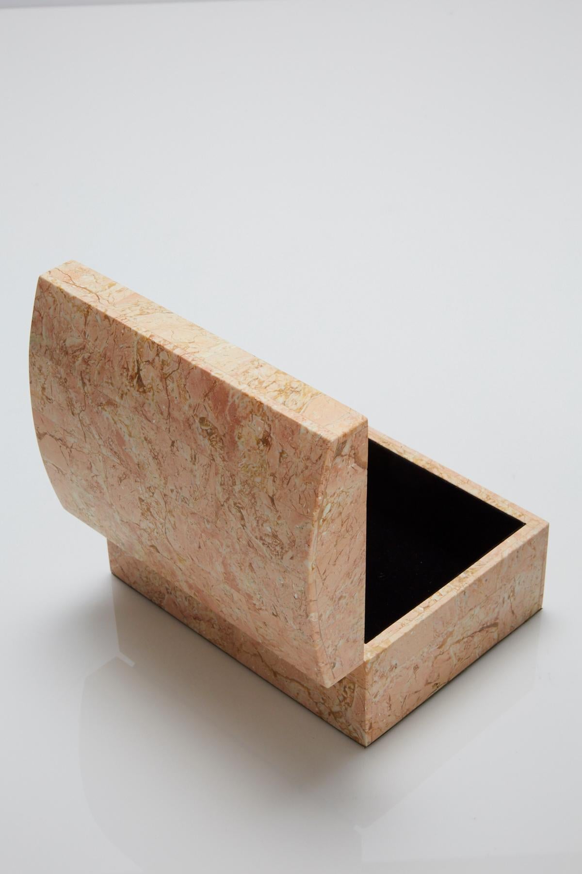 Felt Postmodern Peach Tessellated Stone Lidded Decorative Box, 1990s For Sale
