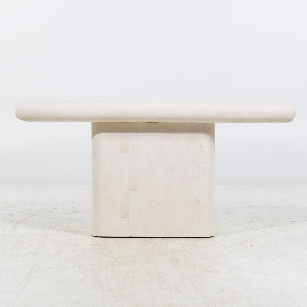 Postmodern Pedestal Console Table

This console measures: 52 wide x 16 deep x 26.25 inches high

About Photos: We take our photos in a controlled lighting studio to show as much detail as possible. We do not photoshop out blemishes.

Condition: At