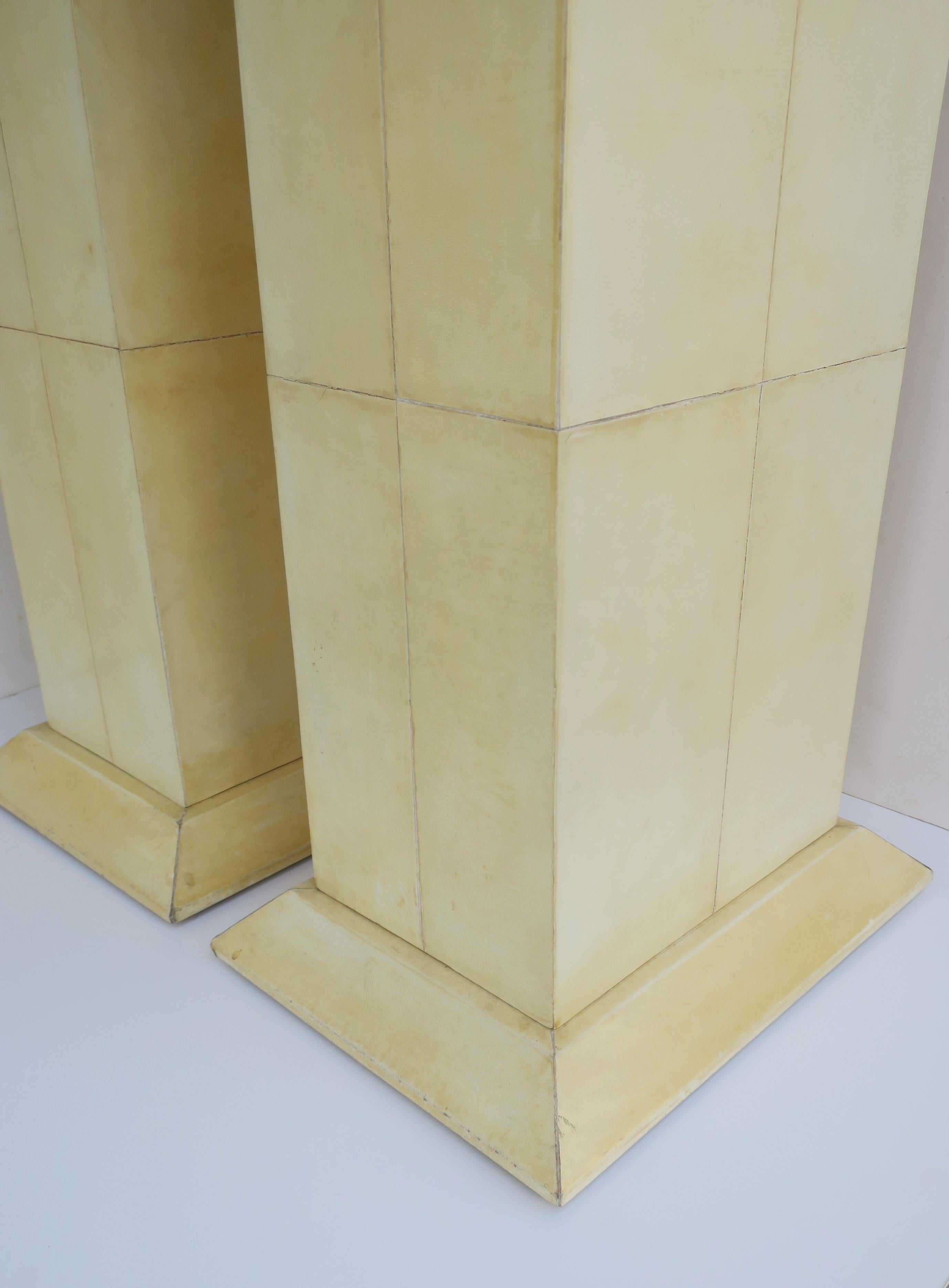 Postmodern Pedestals Columns Goatskin Karl Springer Style, Pair For Sale 6