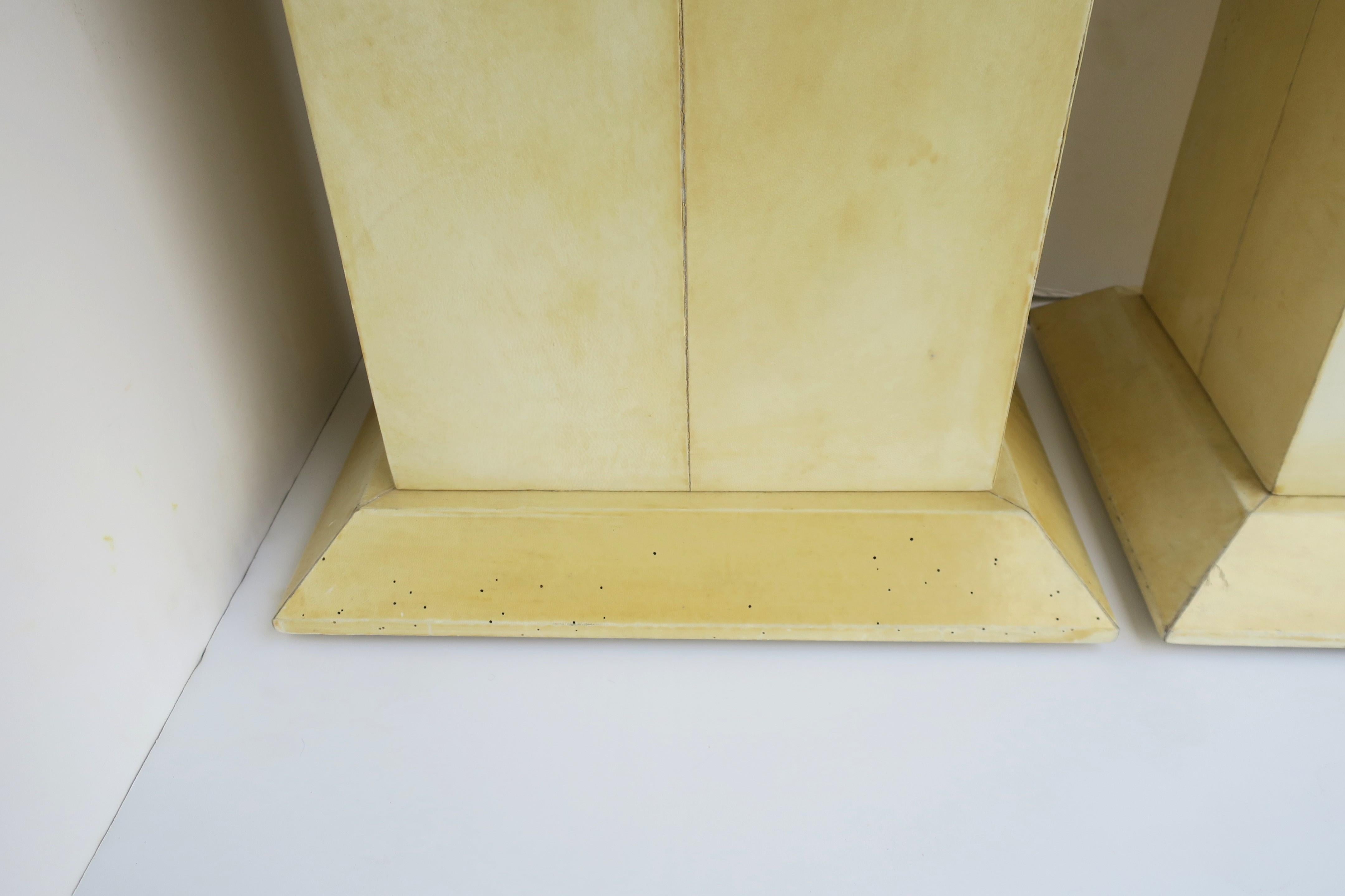 Postmodern Pedestals Columns Goatskin Karl Springer Style, Pair For Sale 7