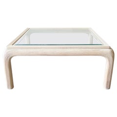 Postmodern Pencil Reed Beveled Glass Top Coffee Table