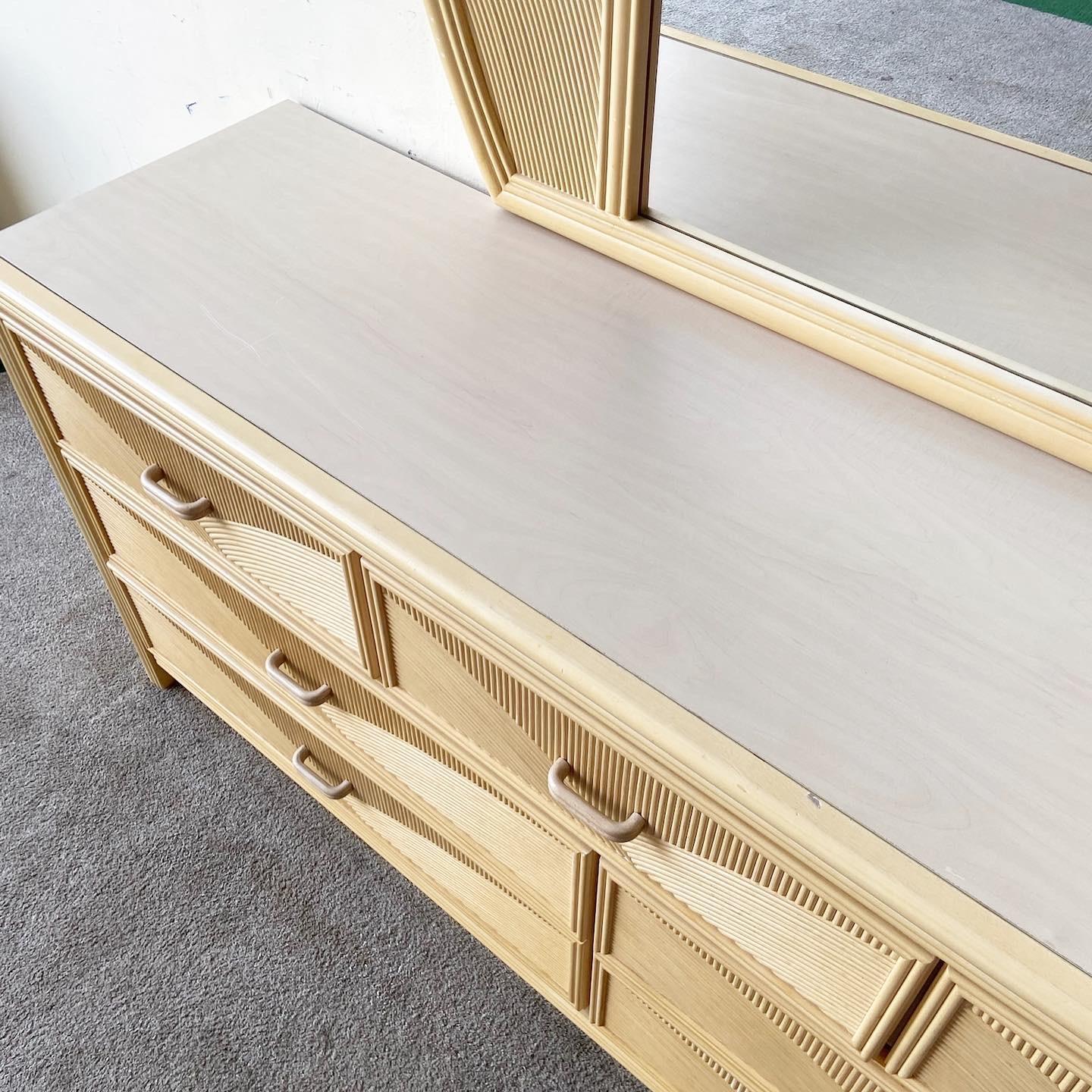 Postmodern Pencil Reed Dresser with Mirror by Lea Furniture, 7 Drawers 1