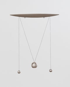 Postmodern Pendant Light with Oval Canopy and Suspended Spheres