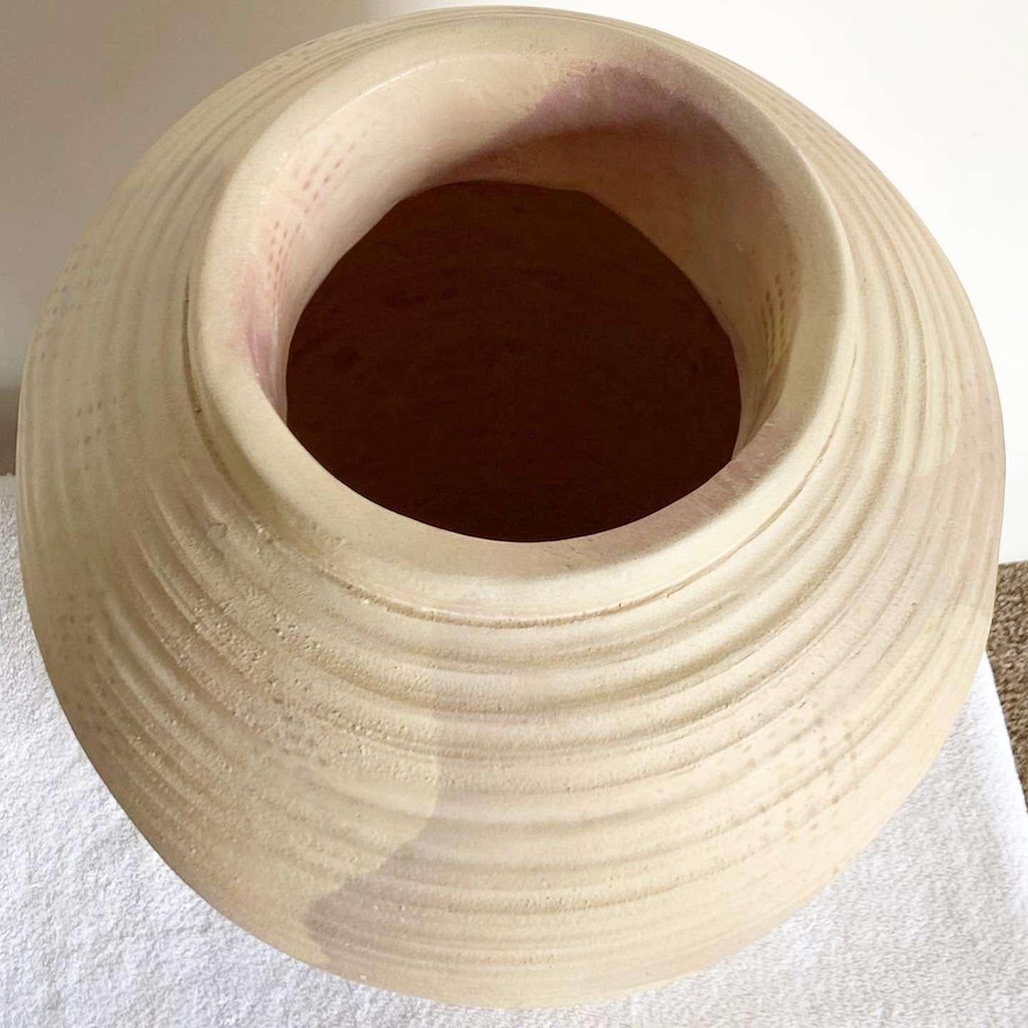 American Postmodern People Brushed Ceramic Floor Vase For Sale