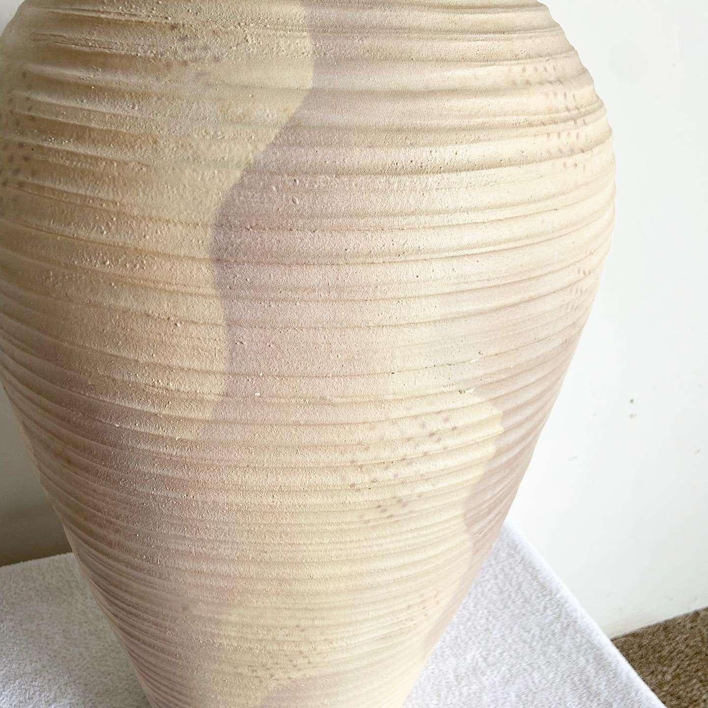 Postmodern People Brushed Ceramic Floor Vase In Good Condition For Sale In Delray Beach, FL
