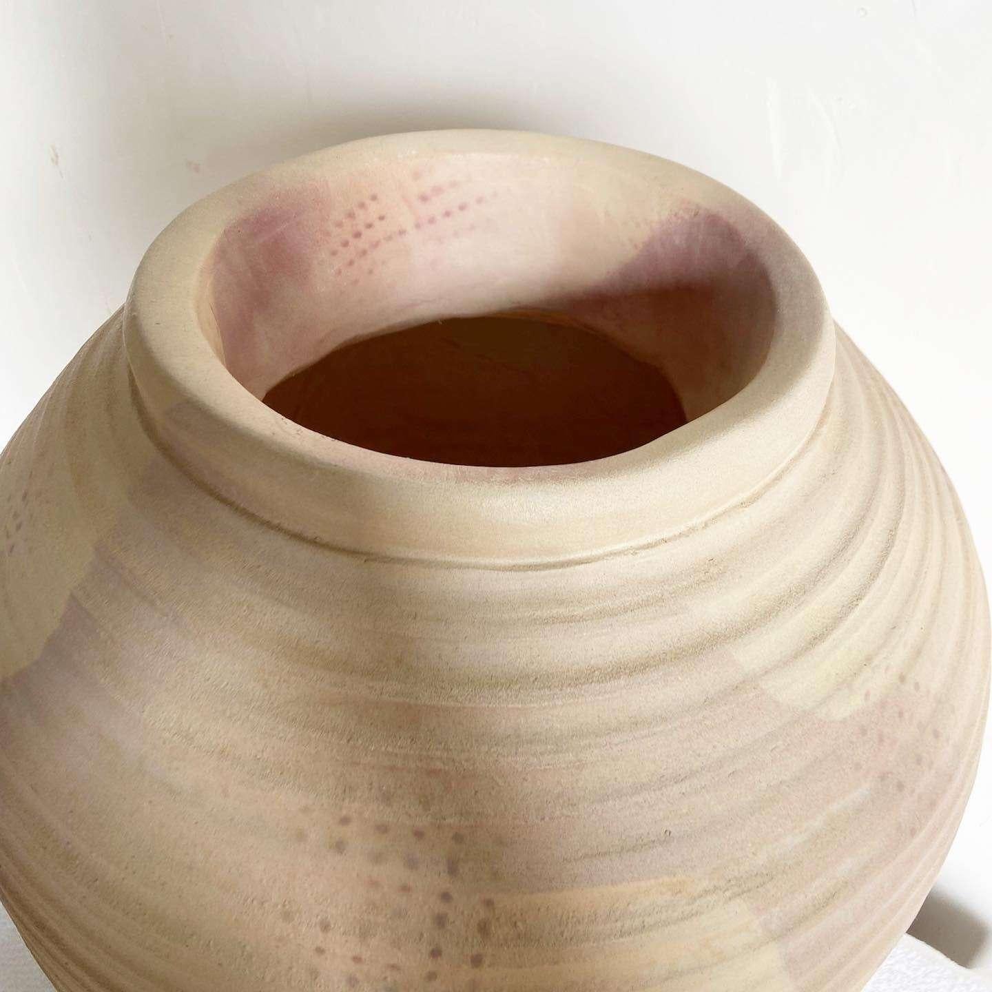 Late 20th Century Postmodern People Brushed Ceramic Floor Vase For Sale