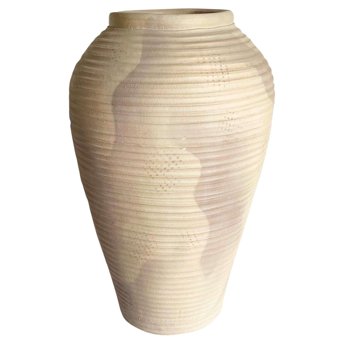 Postmodern People Brushed Ceramic Floor Vase For Sale