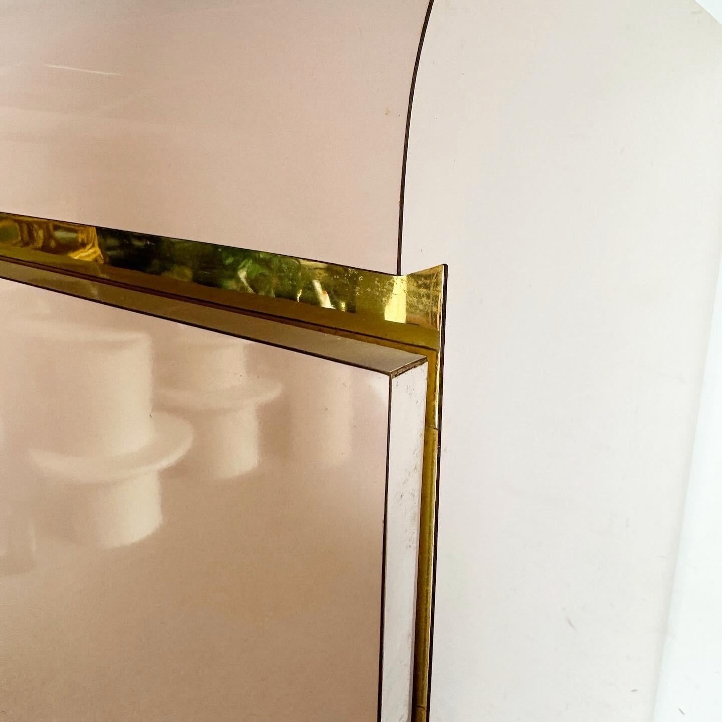 Late 20th Century Postmodern Pick Lacquer Laminate Waterfall Armoire With Gold Accents For Sale