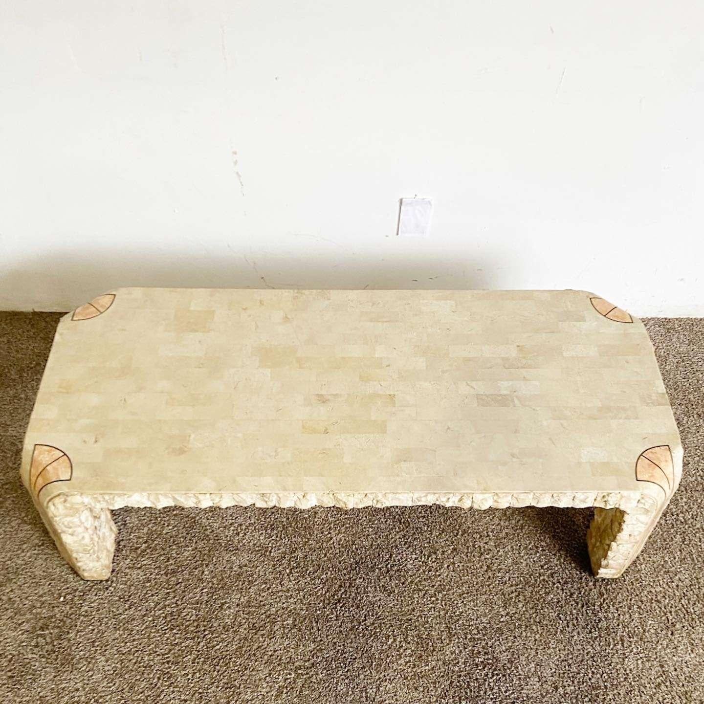 beige stone coffee table