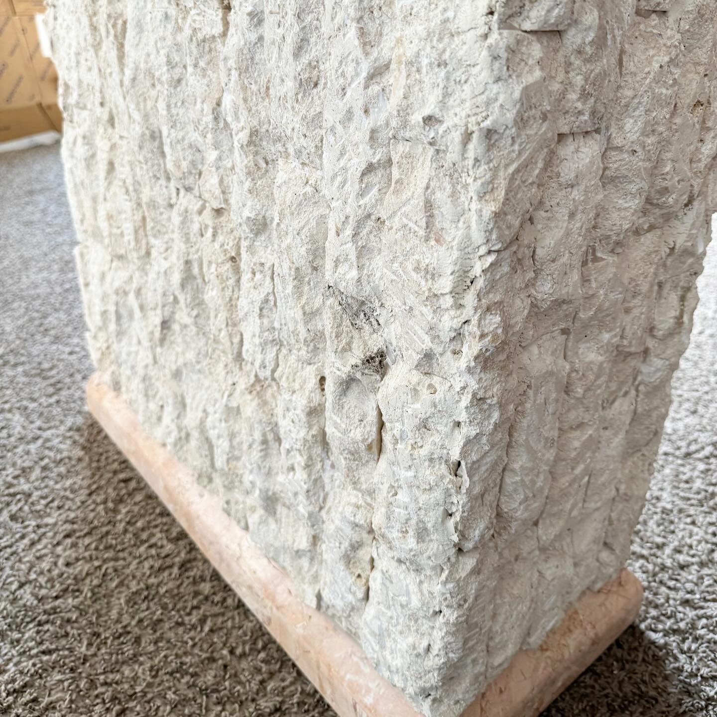 Philippine Postmodern Pink and Beige Tessellated Stone Console Table For Sale