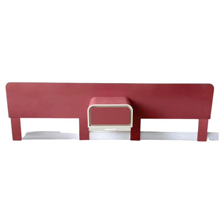 Postmodern Pink and Cream Lacquer Laminate Headboard with Floating Nightstand For Sale
