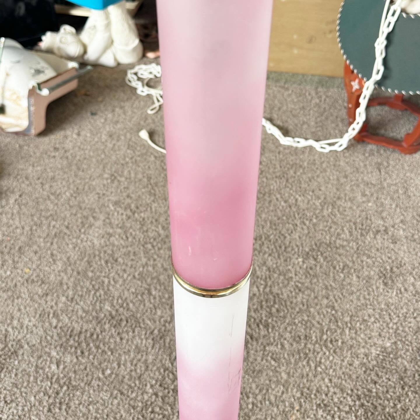 Postmodern Pink and Gold Calla Lily Floor Lamp In Good Condition For Sale In Delray Beach, FL
