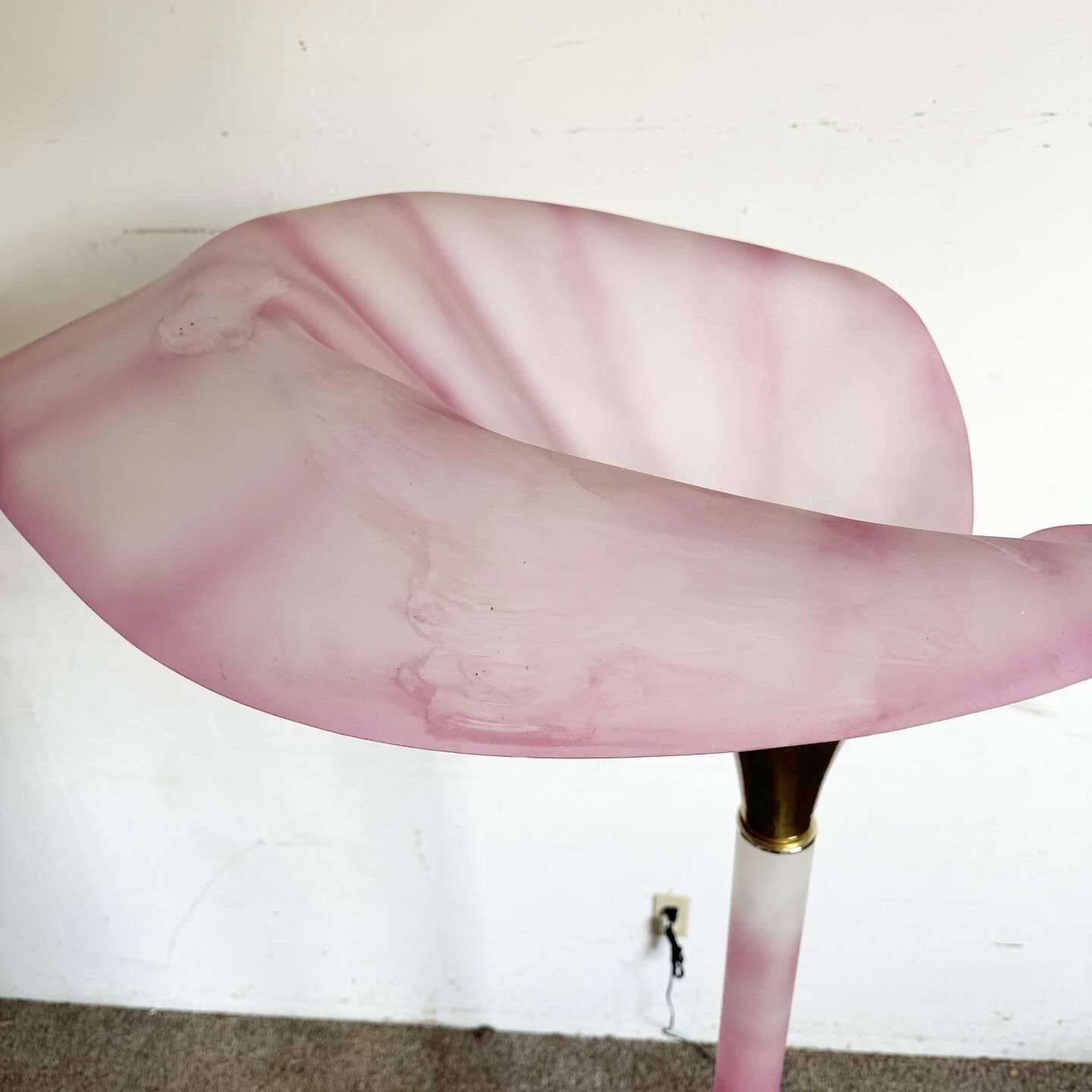 Late 20th Century Postmodern Pink and Gold Calla Lily Floor Lamp For Sale