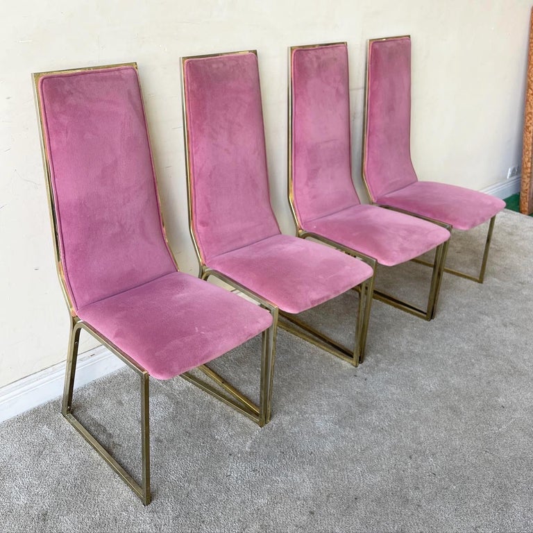 Postmodern Pink and Gold Dining Chairs, 4 Pieces For Sale at 1stDibs