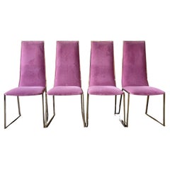 Postmodern Pink and Gold Dining Chairs, 4 Pieces