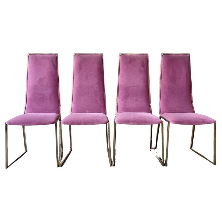 Postmodern Pink and Gold Dining Chairs, 4 Pieces For Sale at 1stDibs