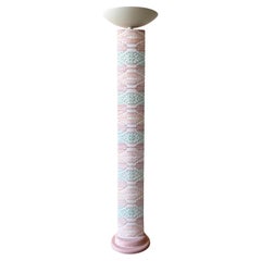 Postmodern Pink and Green Plaster Totem Pole Floor Lamp