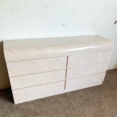 Postmodern Pink and Lavender Airbrush Laminate Waterfall Dresser - 6 Drawers