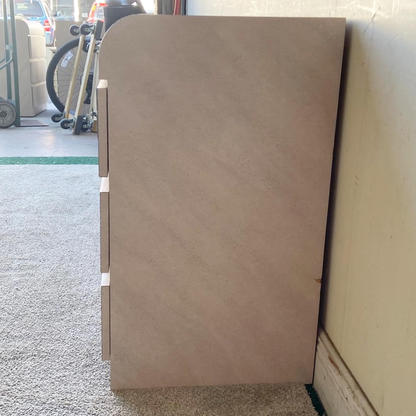 Postmodern Pink and Lavender Wash Laminate Waterfall Dresser, 6 Drawers In Good Condition In Delray Beach, FL