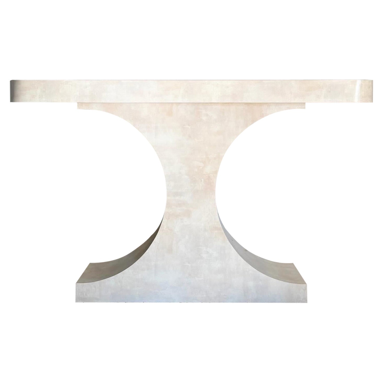 Postmodern Pink and Lavender Water Color Laminate Console Table