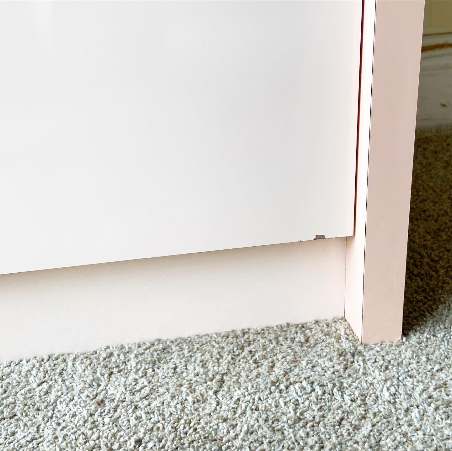 American Postmodern Pink and Light Pink Lacquer Laminate Dresser, 1980