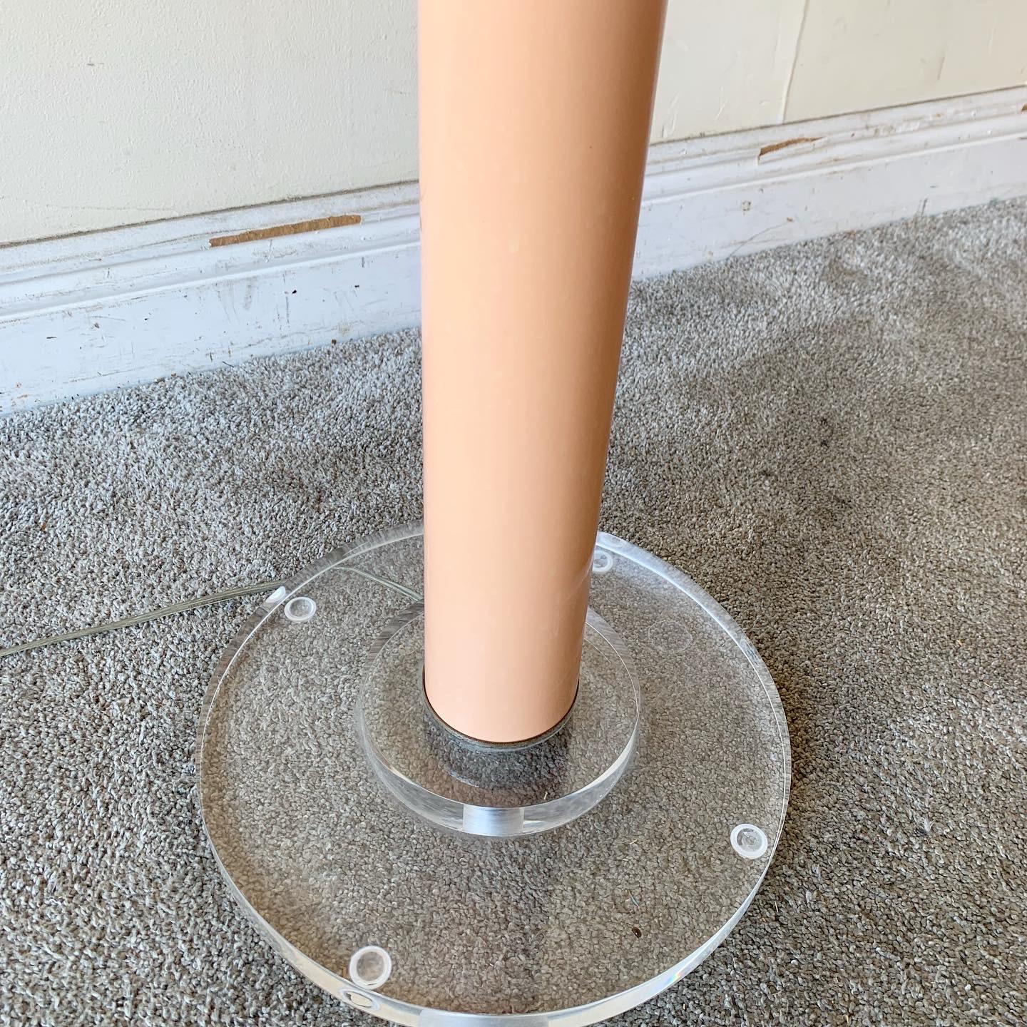 Post-Modern Postmodern Pink and Lucite Dimmable Floor Lamp Torchiere For Sale