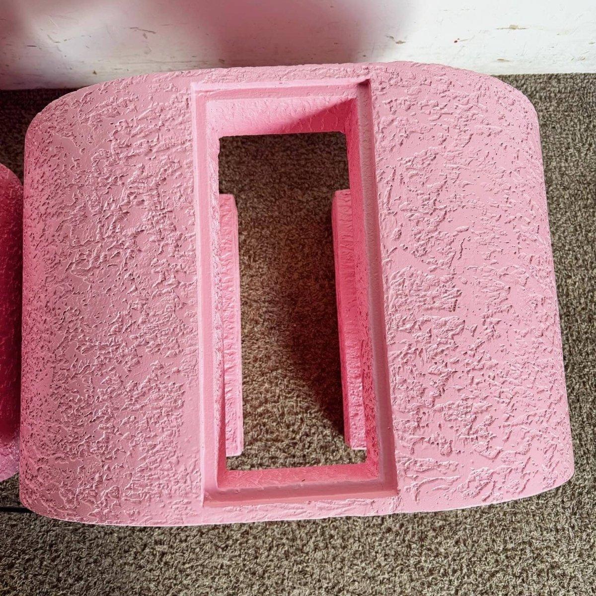 Postmodern Pink and Smoked Glass Waterfall Side Table, Karl Springer Style For Sale 5