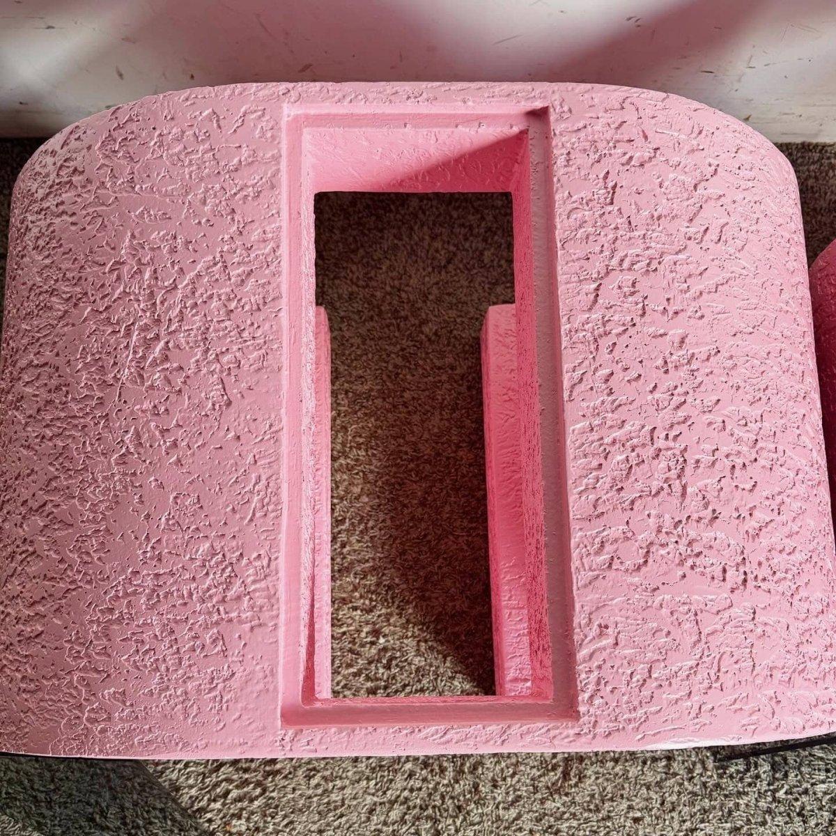 Postmodern Pink and Smoked Glass Waterfall Side Table, Karl Springer Style In Good Condition For Sale In Delray Beach, FL