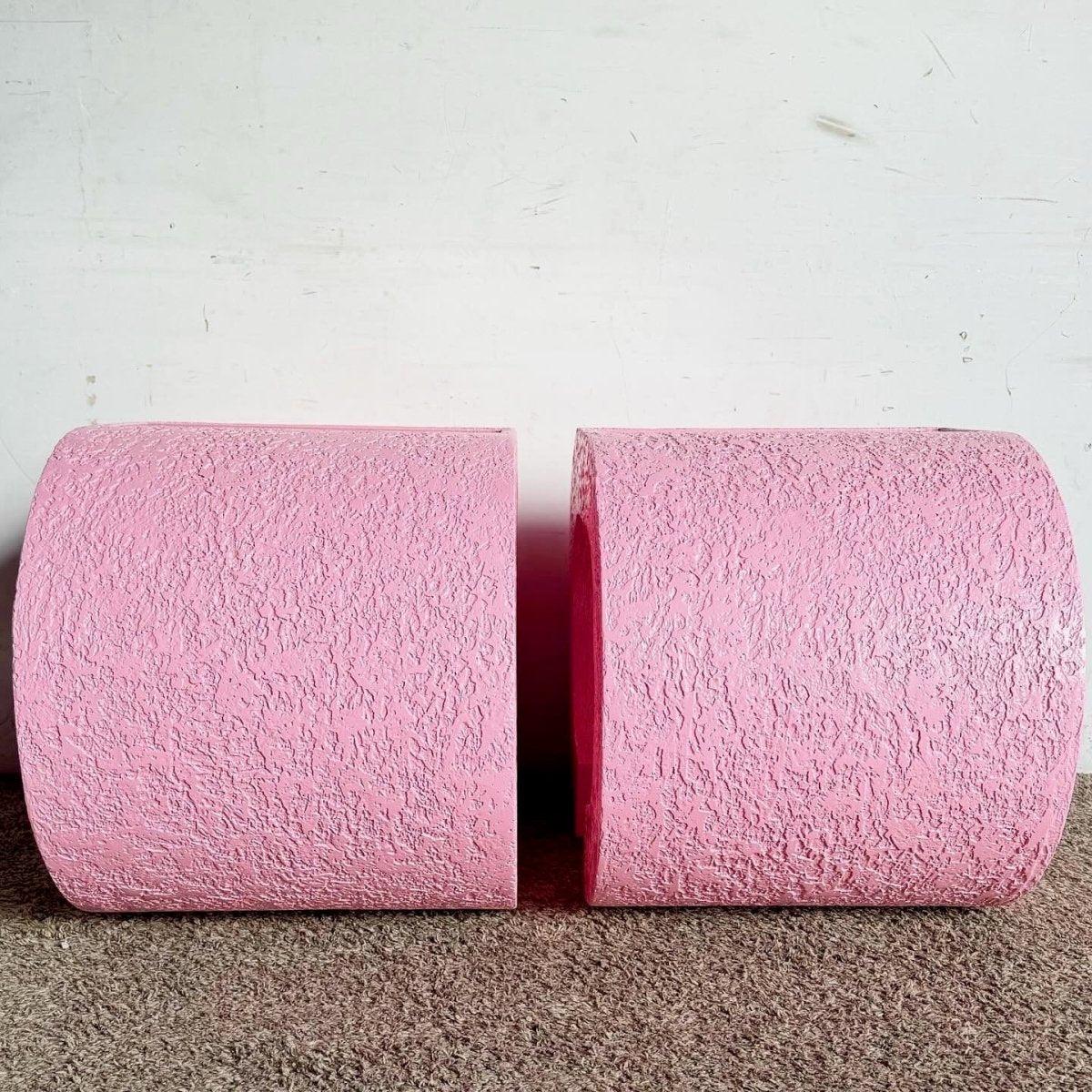 Postmodern Pink and Smoked Glass Waterfall Side Table, Karl Springer Style For Sale 3